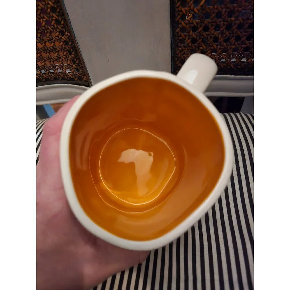 Rae Dunn Halloween Trick Candy Corn Icon Coffee Mug Orange Interior
